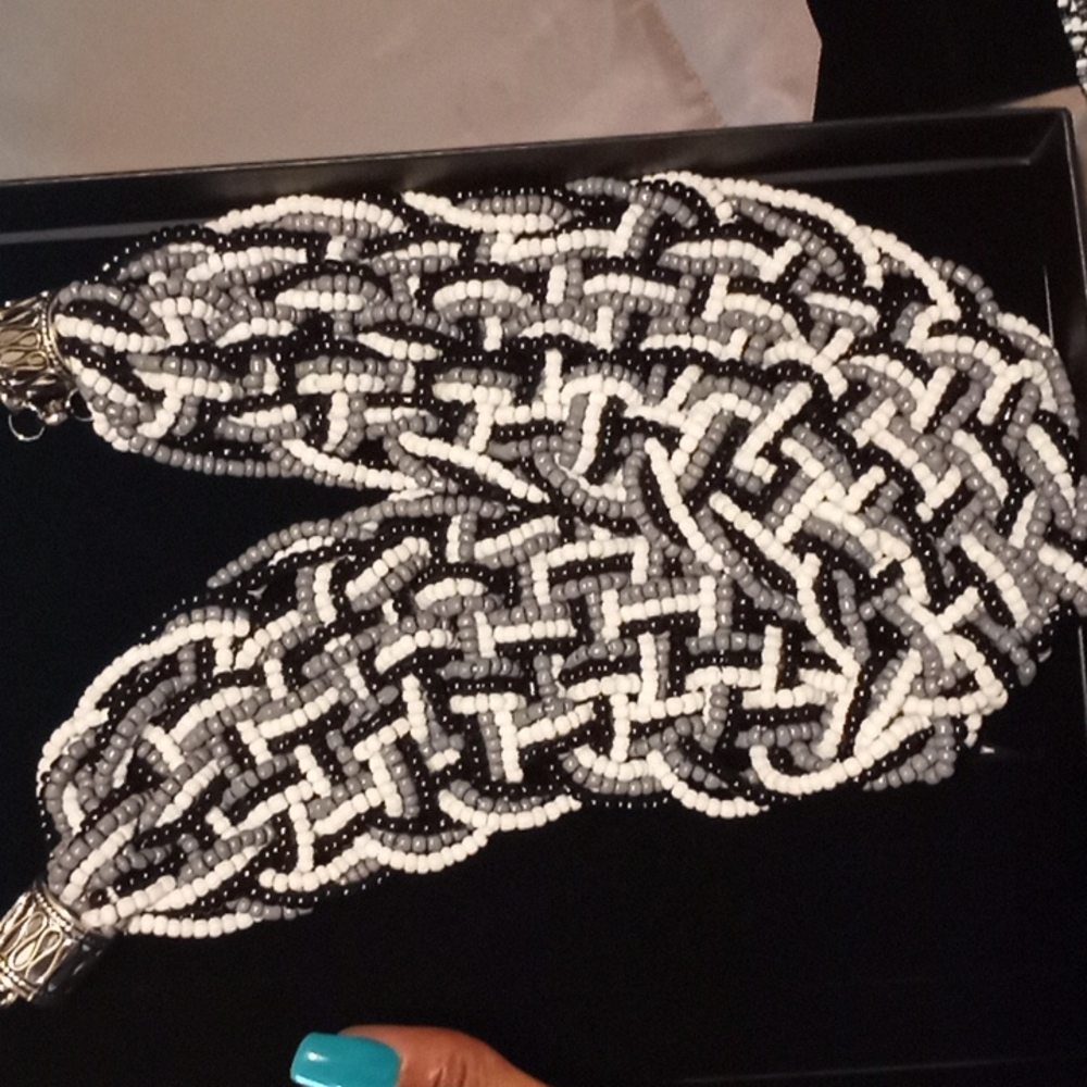 Sassy Jones Boho Beaded Family,in black/white/grey